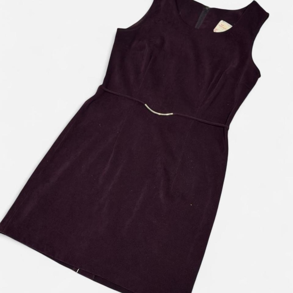 Vintage 90s Dress, Faux Suede, Purple, Sheath Cut